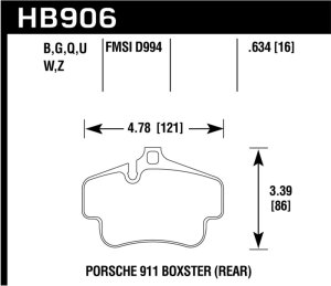 Porsche 718 Boxster Brake Pads - Rear - Hawk Performance - ER-1 - 2020 Porsche 718 Boxster Brake Pads - Rear - Hawk Performance - ER-1 - 2020